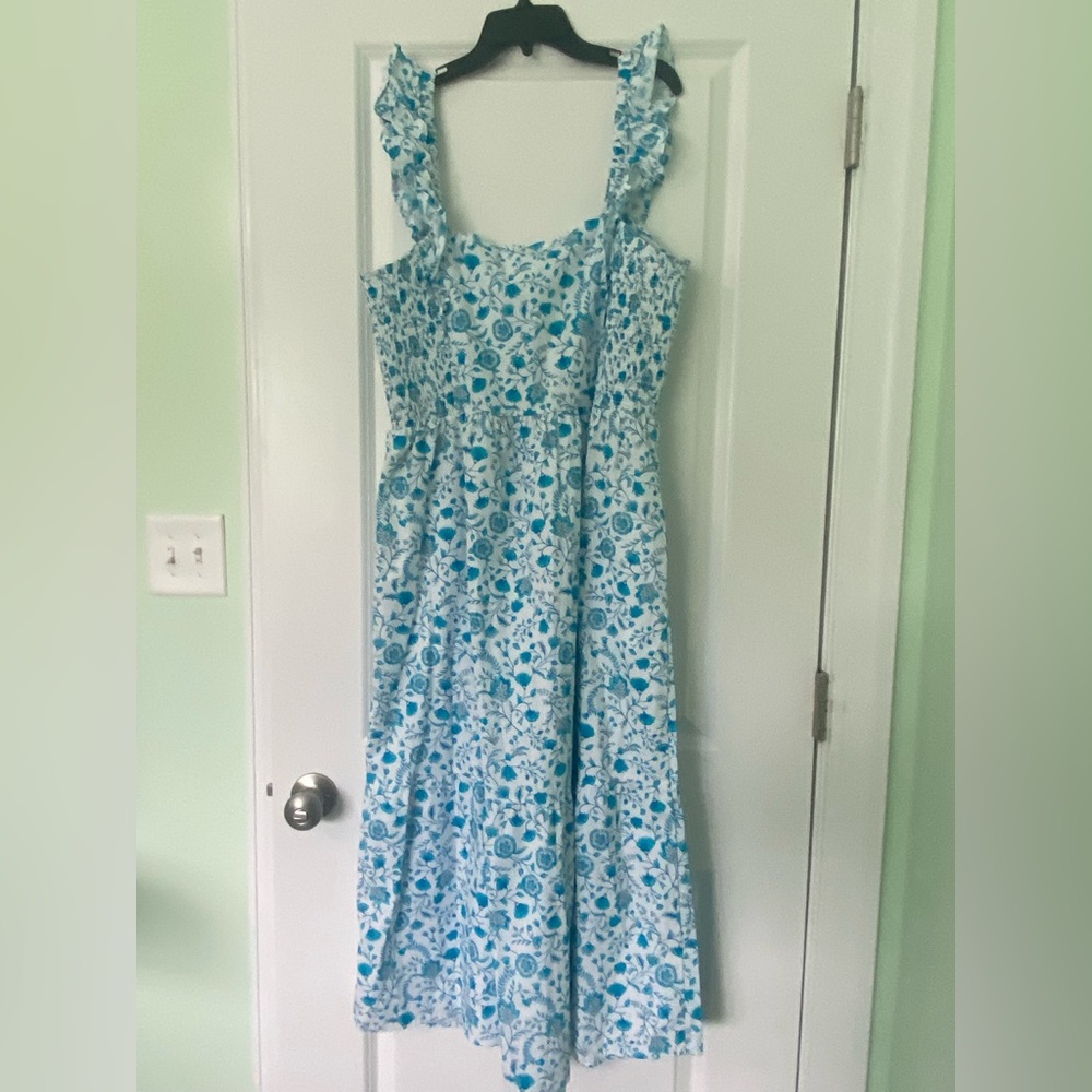 Floral Blue and White Draper James Dress